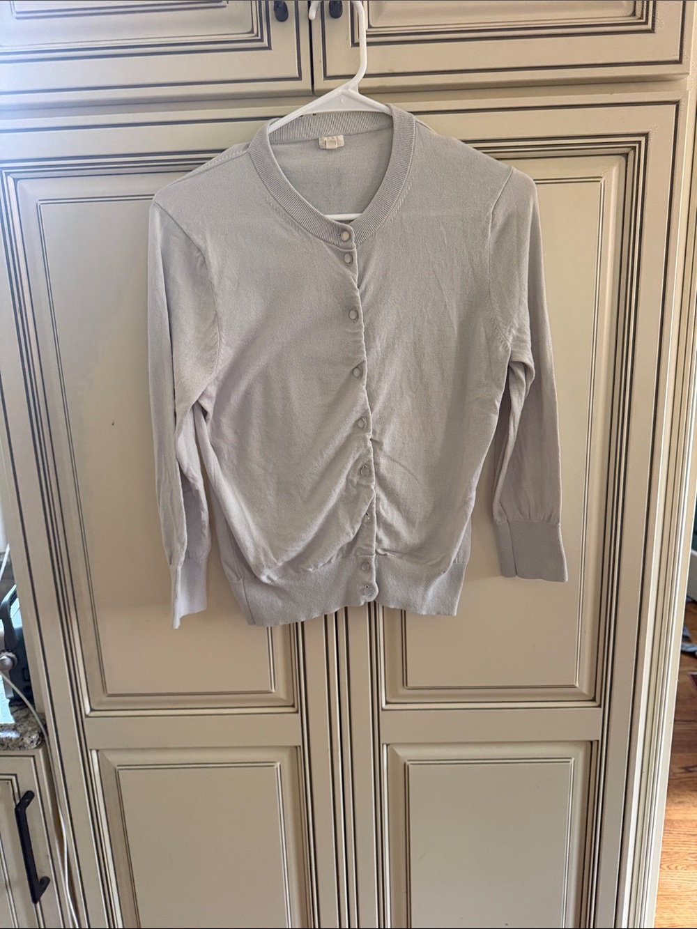 J Crew cotton Light Gray / putty Button-Front Cardigan